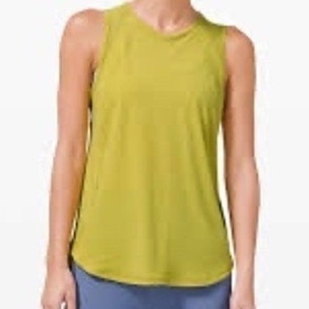 Lululemon Sculpt Tank Top Womens 6 Yellow Excellent Mesh Back Cutout‎ Athletic